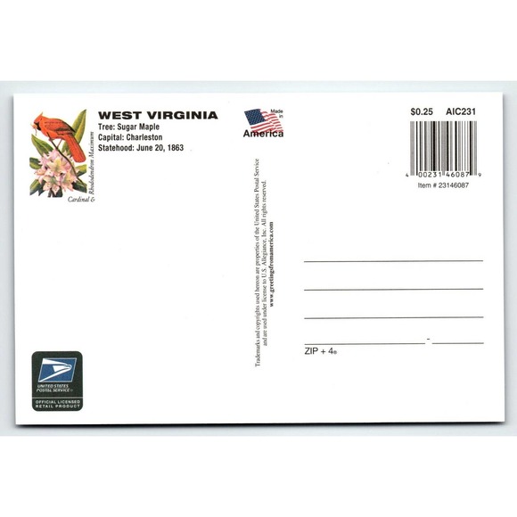 Greetings From West Virginia Large Letter Chrome Postcard USPS 2001 Rafting Mill - Picture 2 of 2